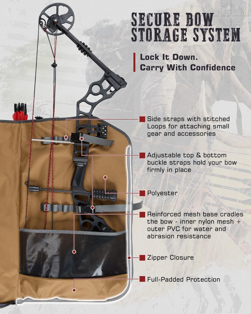 Gonex Bow Hunting Backpack for Men with Detachable Arrow Tube, 900D Waterproof Polyester, Full-Padded Protection, Archery Saddle Bag with Multi-Pockets & Game Hauling Straps for Compound Bow - Image 2